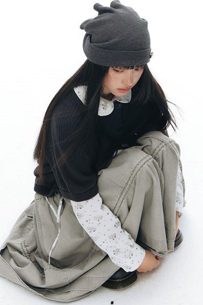 Vintage-Strickjacke mit mittellangen Ärmeln