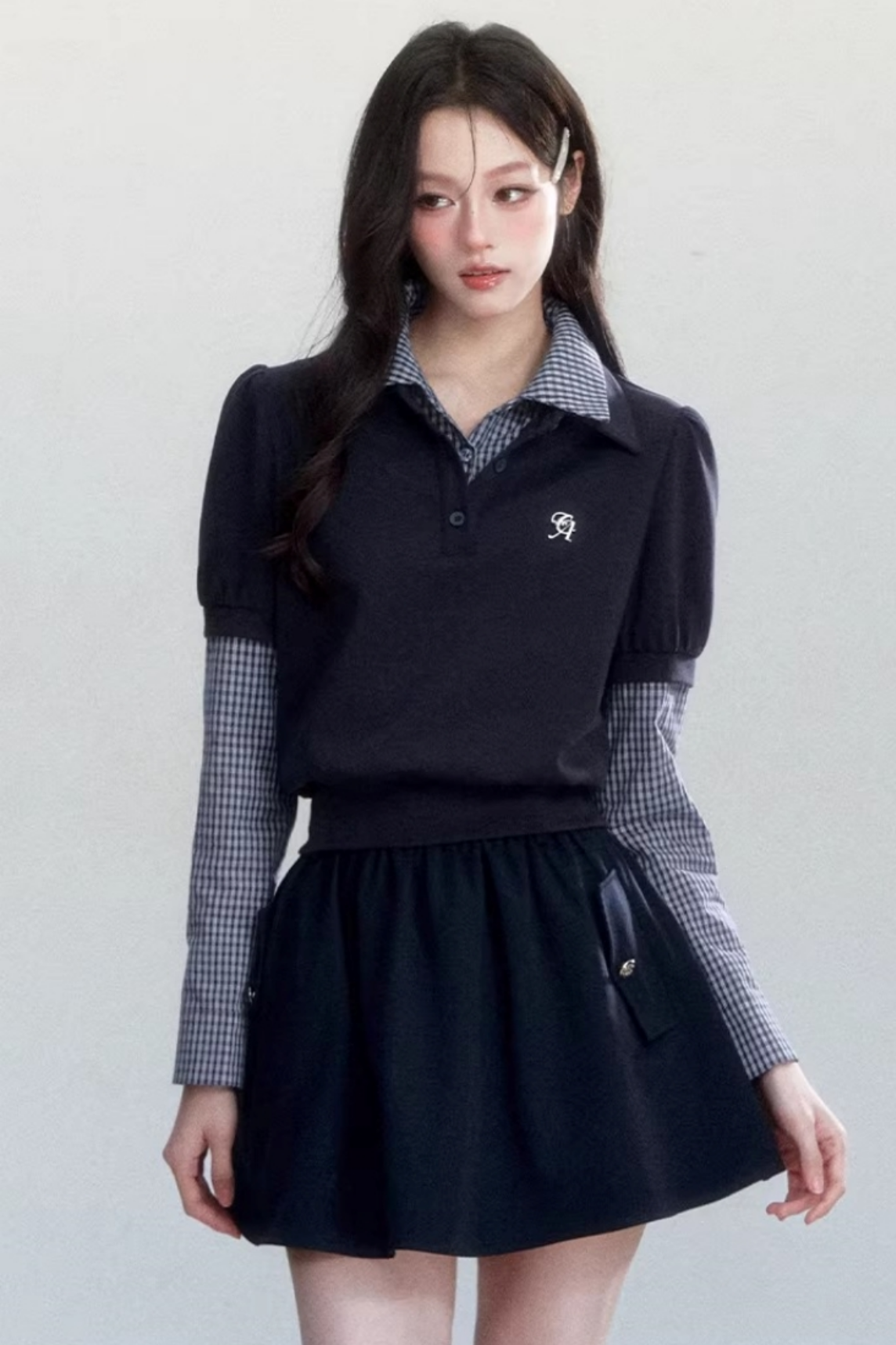 Vintage Plaid Polo Blouse