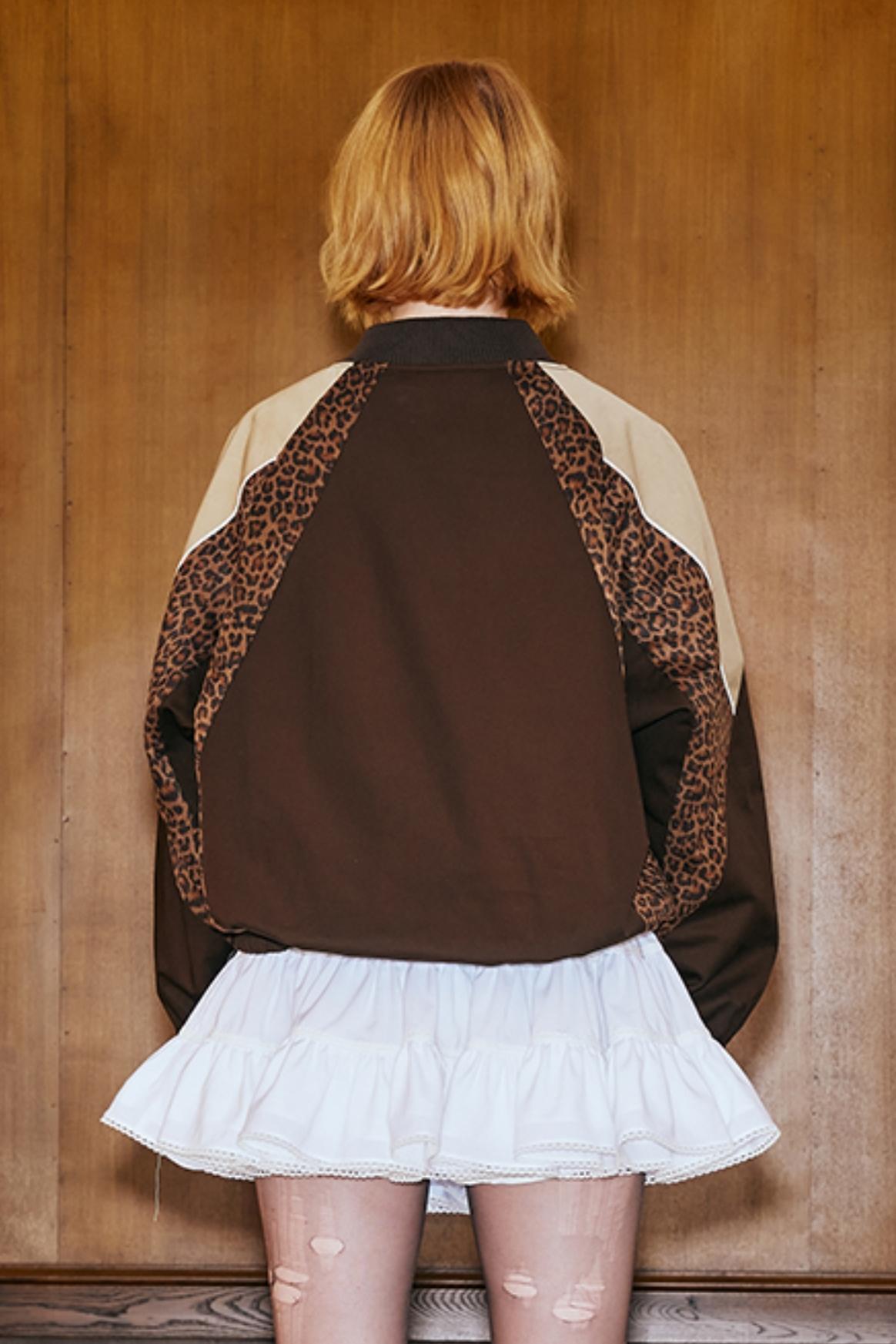 Leopard Print Bow Embroidered Jacket