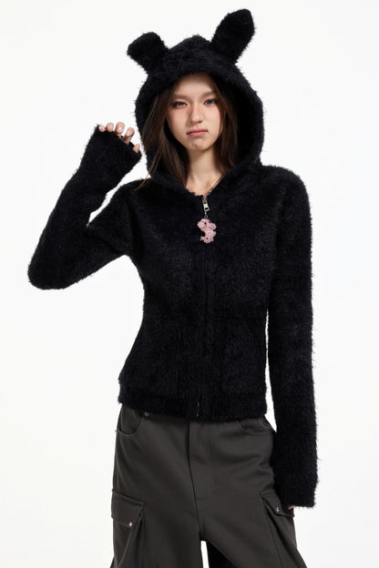 Swingable Hooded Plush Coat