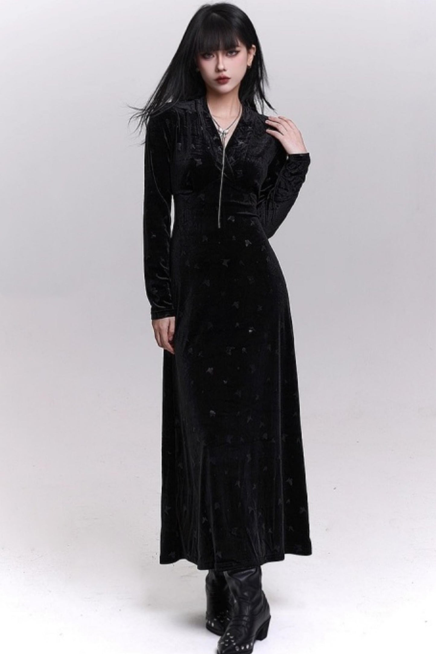 Black Velvet Butterfly Dress