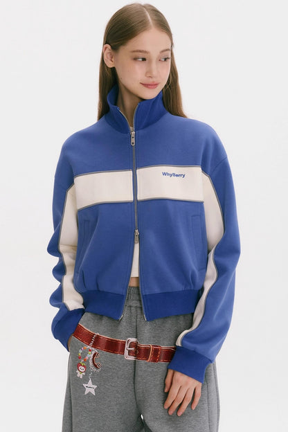 Retro Patchwork Sweatshirt Jacket