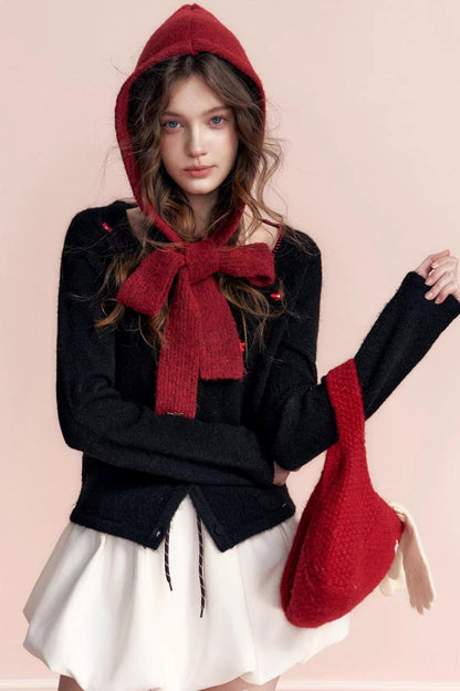 Color-Blocked Velvet Wool Cardigan