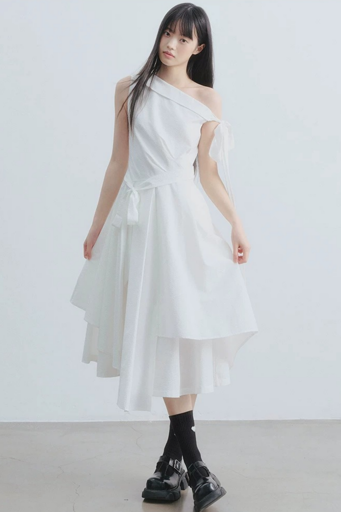 Thin Smoke Camellia A-Line Dress