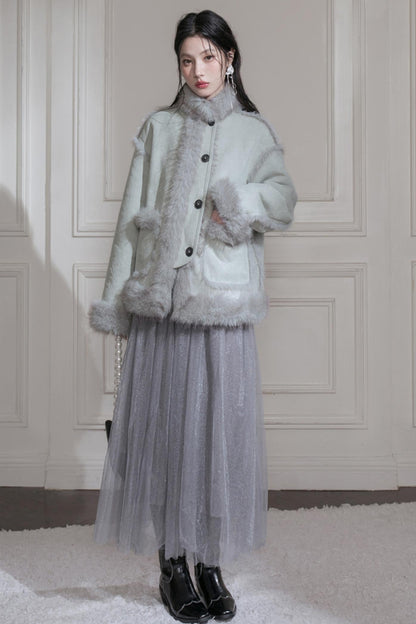 Frost Gray Reversible Fur Jacket