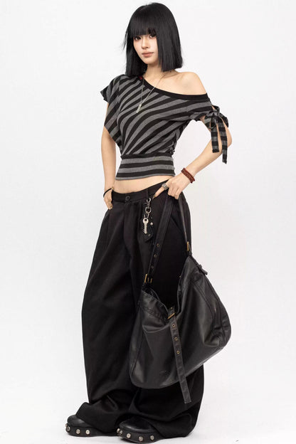 Spicy Striped Off-Shoulder Top