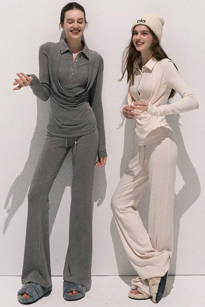 Soft Crewneck Knitwear Trouser Set-Up