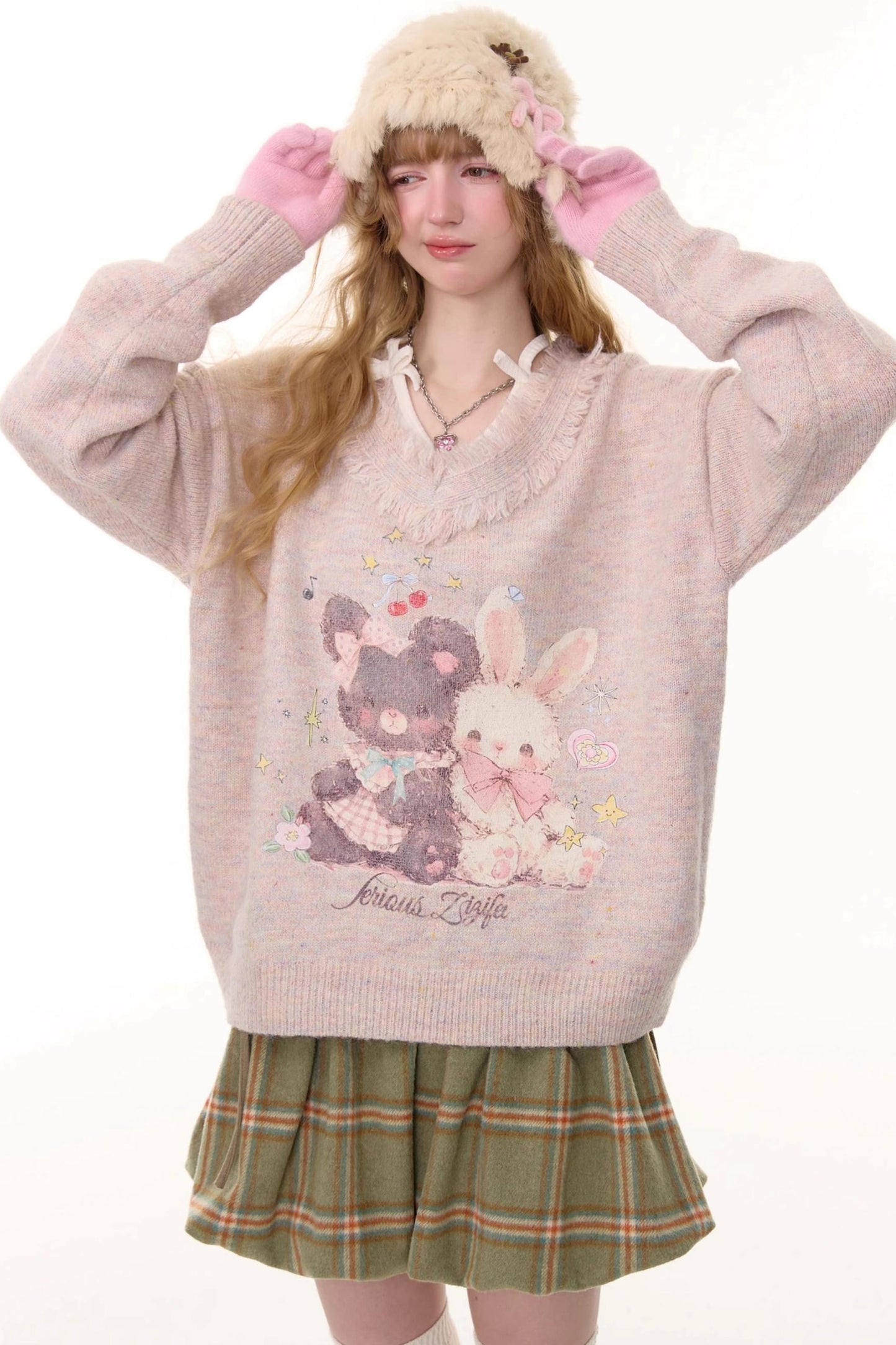 Autumn Apricot V-Neck Sweater