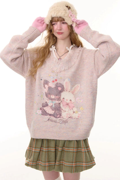 Autumn Apricot V-Neck Sweater