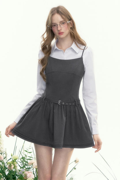 Gray Fantasy Striped Slip Dress