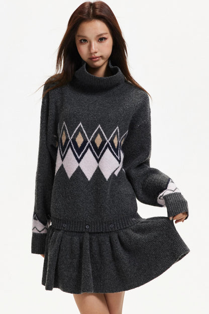 Color-Blocked Diamond Dress