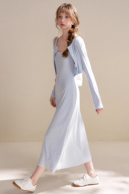 Cream Rose Lace Dress Set-Up