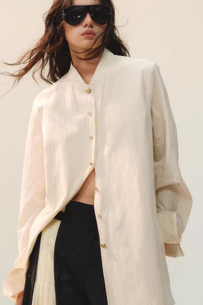 컬러 블록 더블 칼라 블라우스