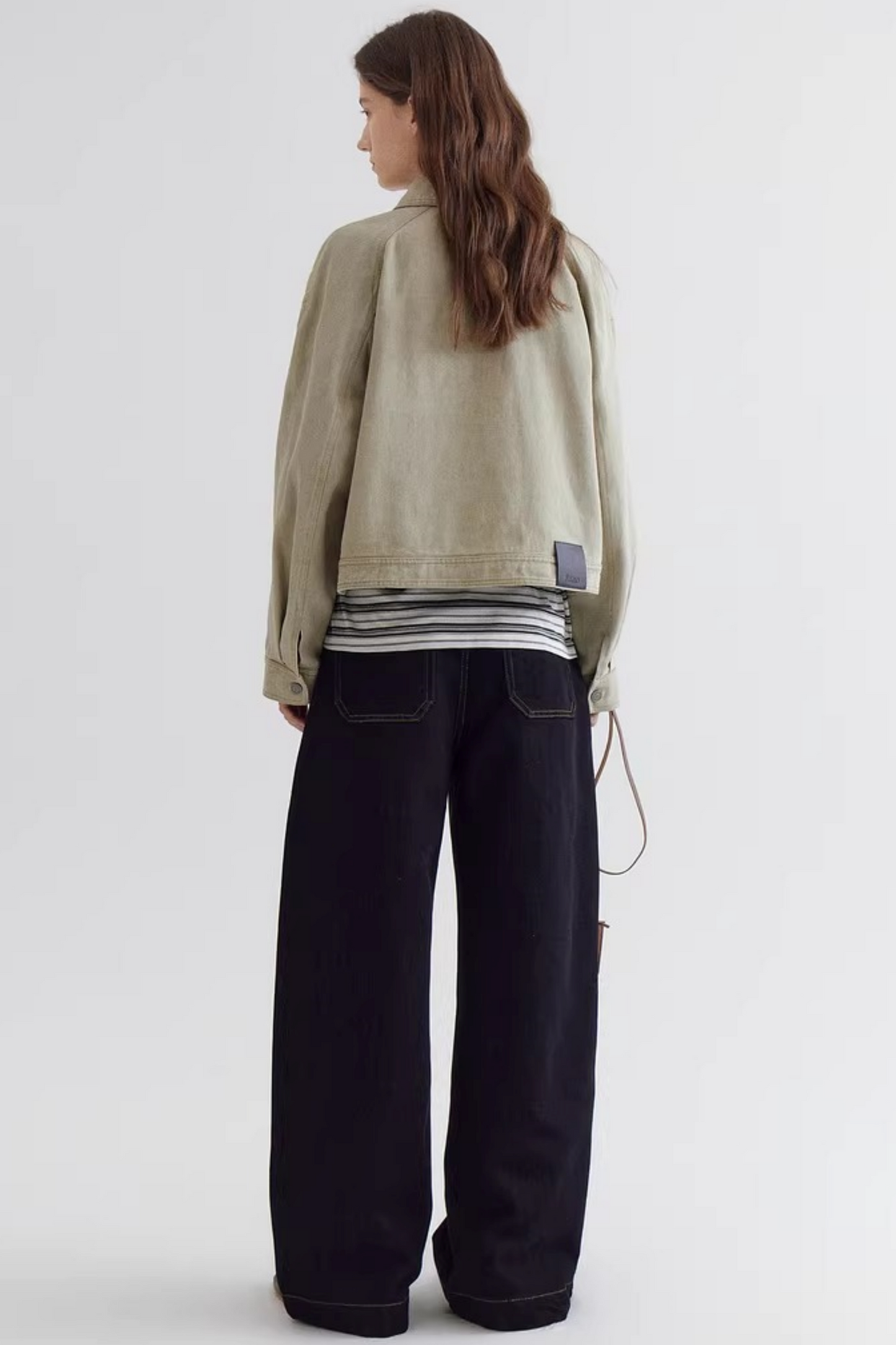 Color-Blocking Drape Denim Pants