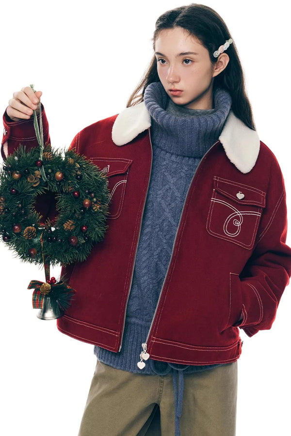 Red Wool Winter Jacket