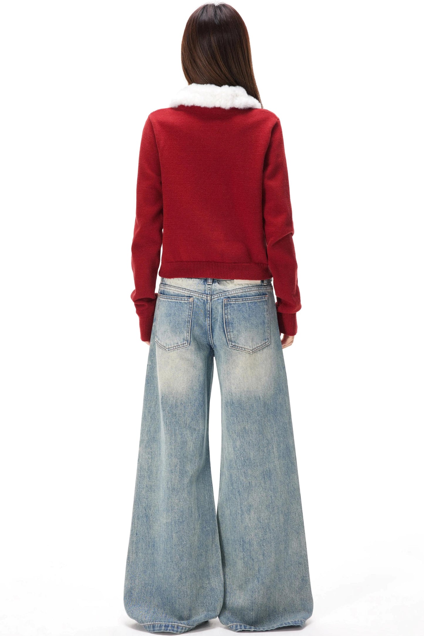 Retro Color-Block Fur Knit Sweater