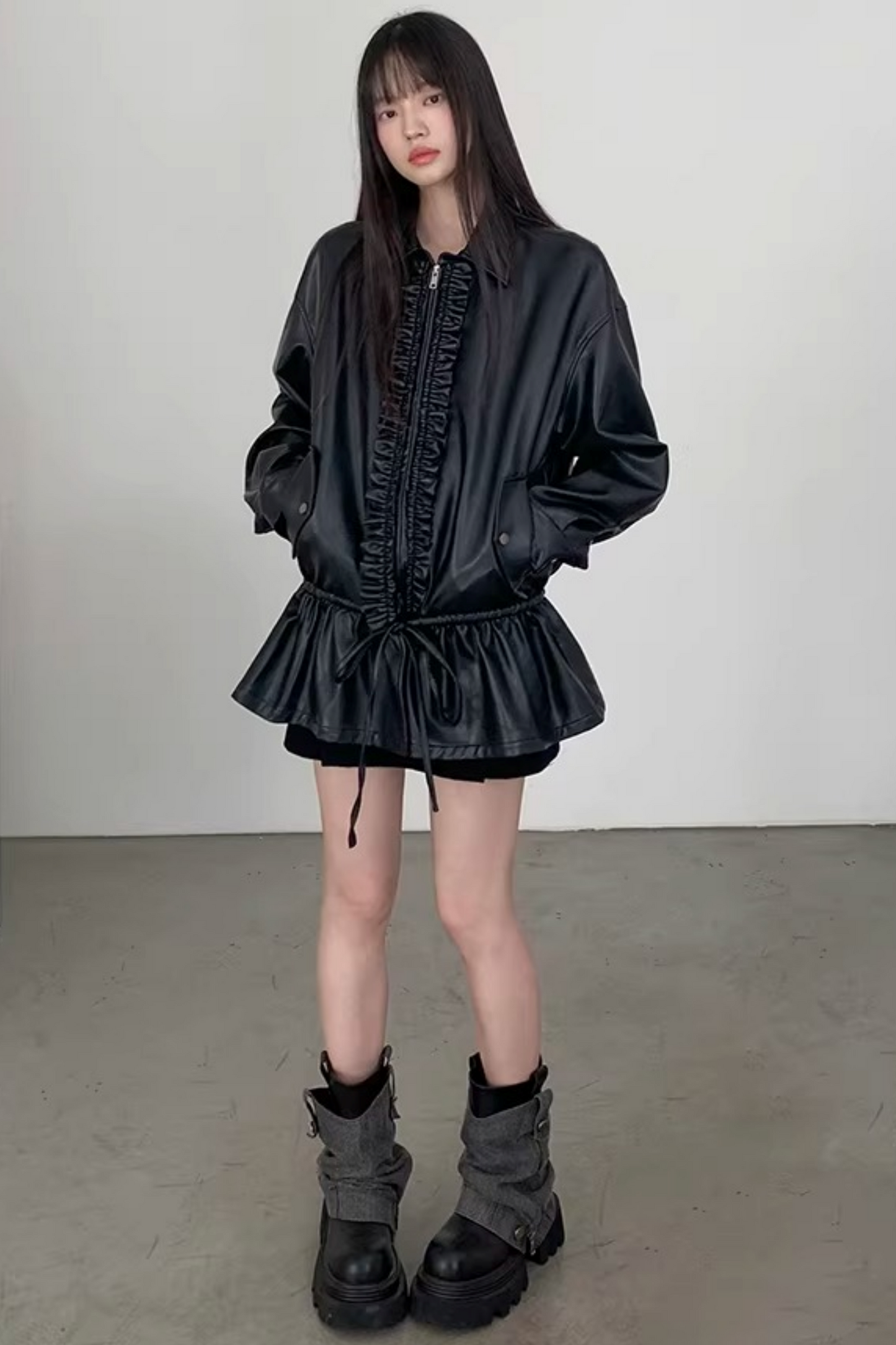 Reversible Ruffled Leather Jacket