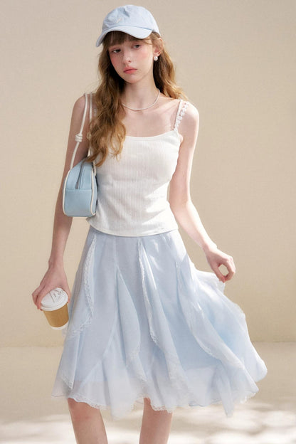 Irregular Ruffle Lace Skirt