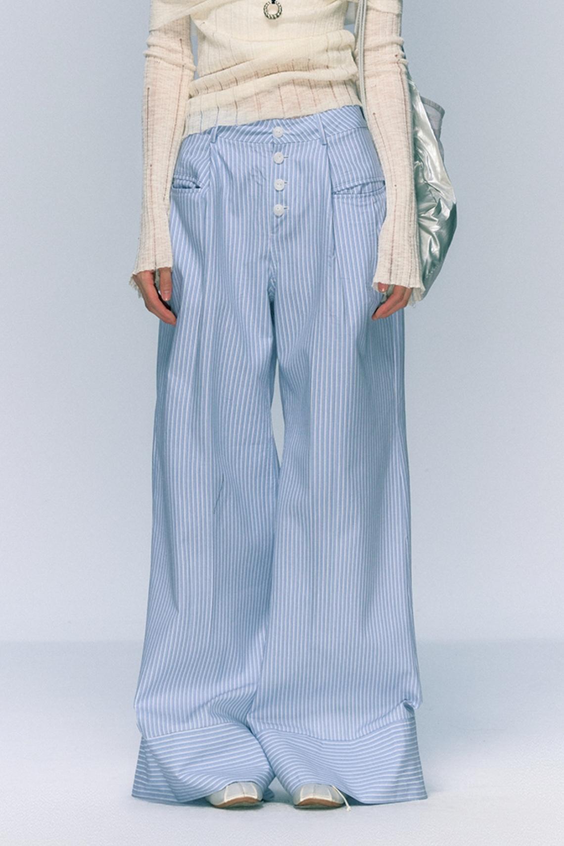 Loose Striped Wide-Leg Pants