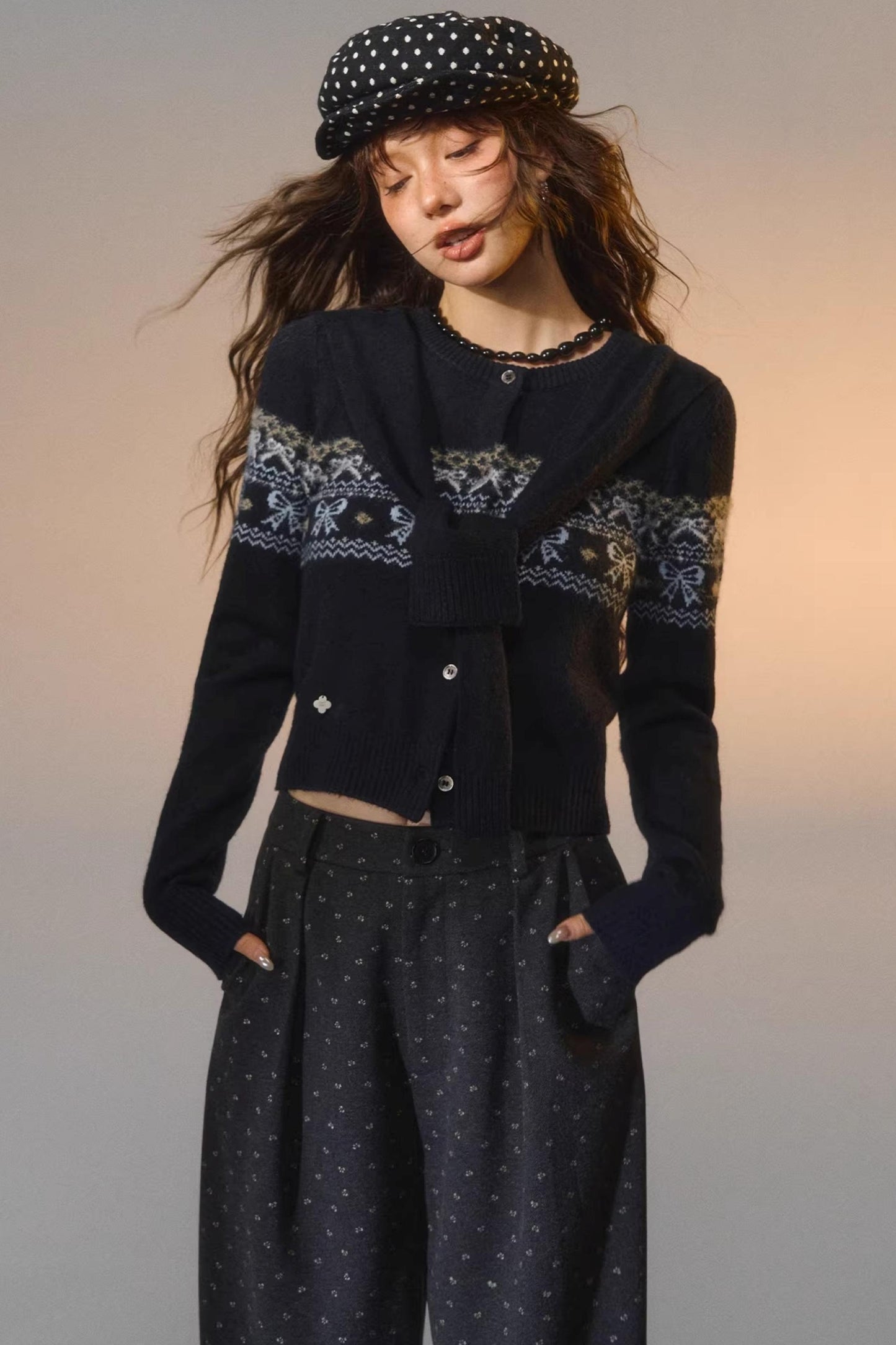 Fair Isle Bowknot Sweater