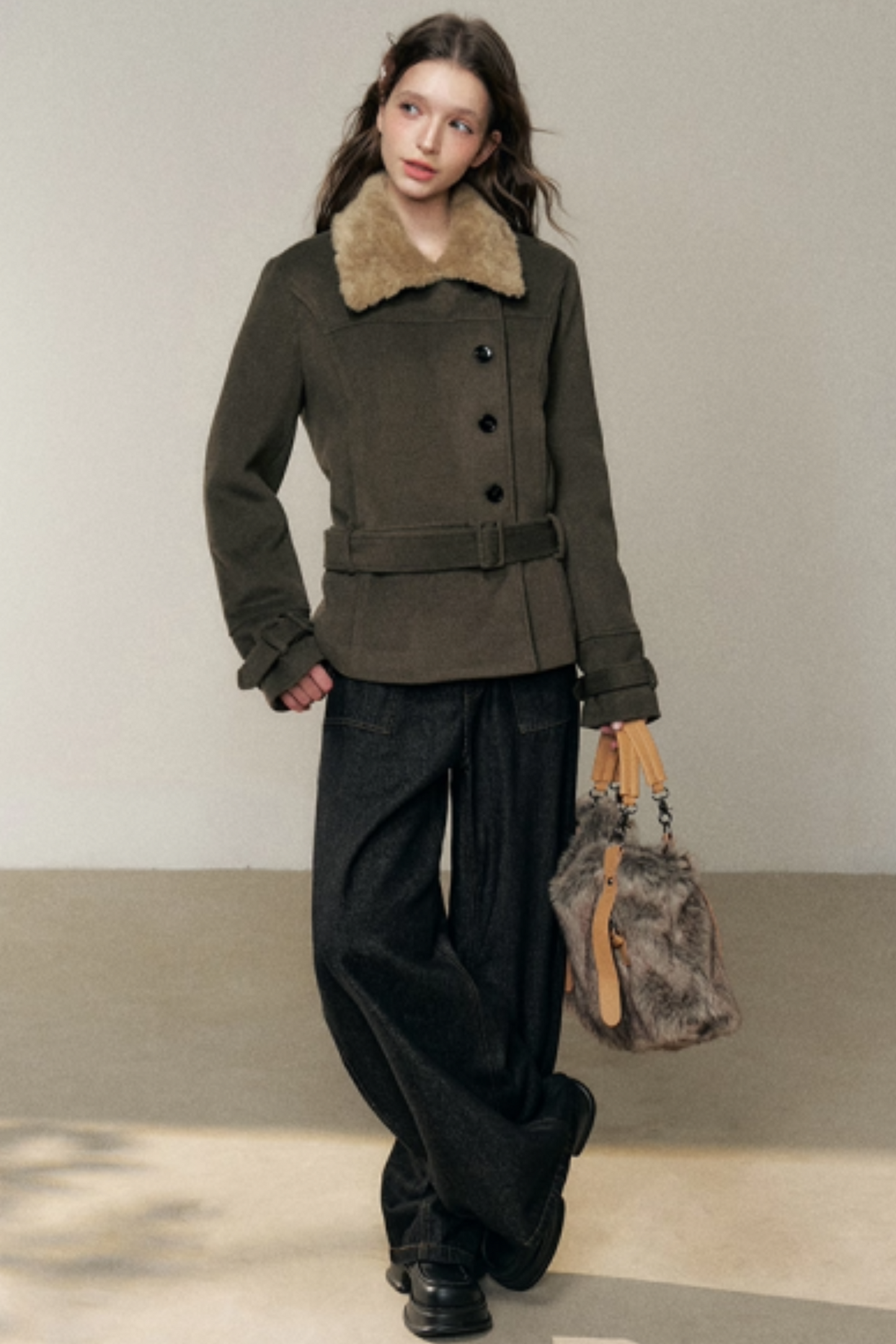 Coffee Green Woolen Coat