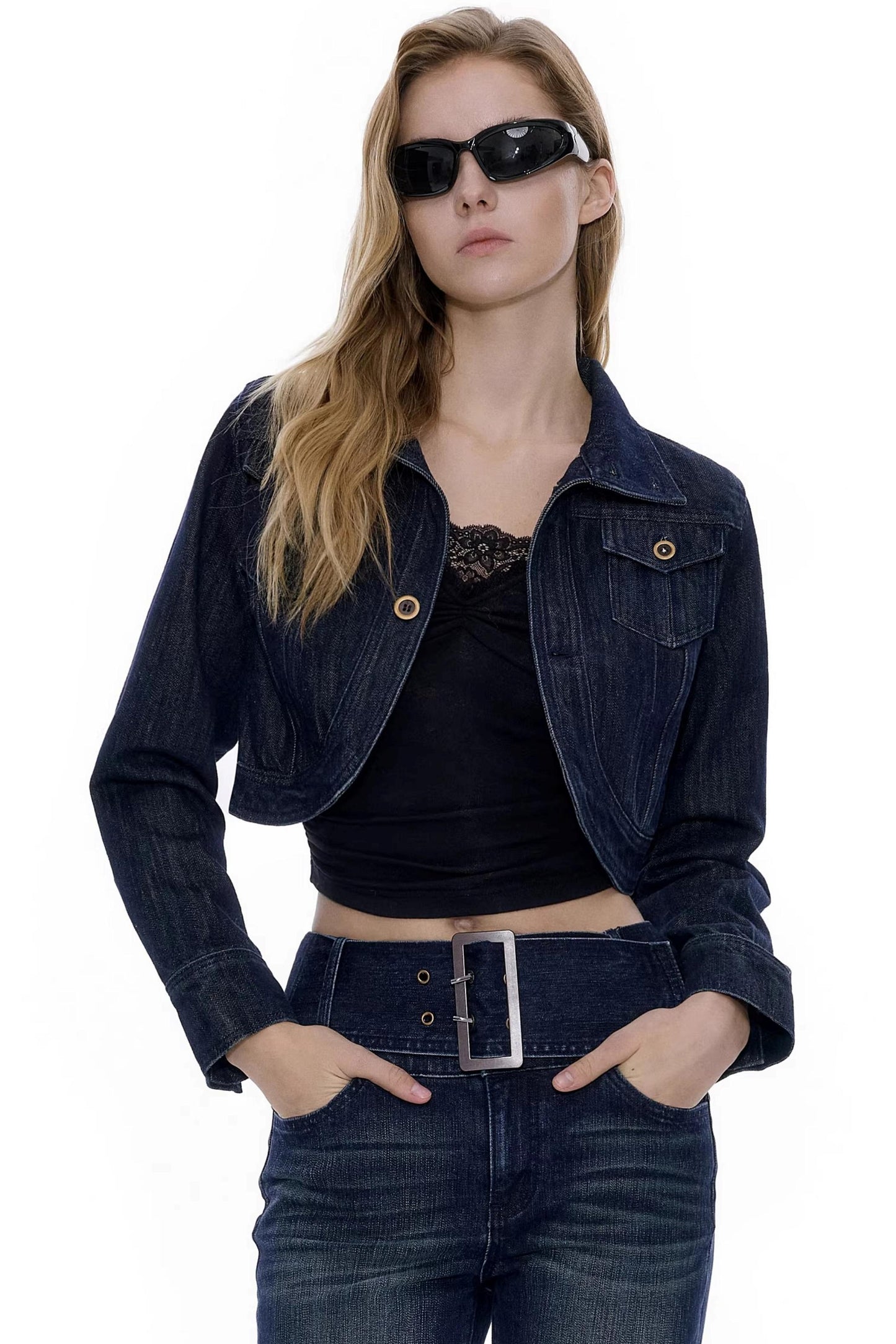 Structural Silhouette Short Denim Jacket