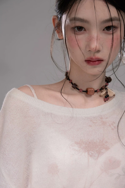 Blusa de Punto Degradado Caqui Rosa