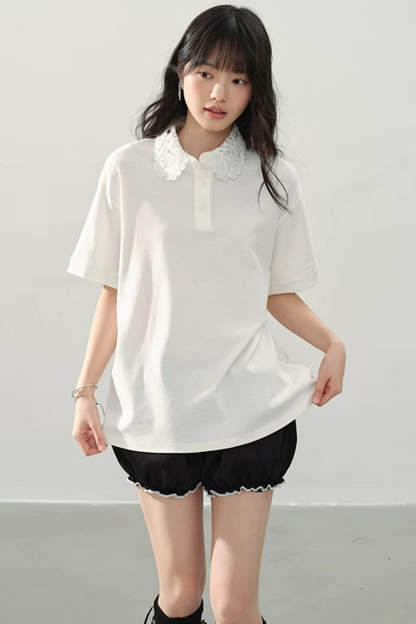 Hydrangea Lace Collar Top