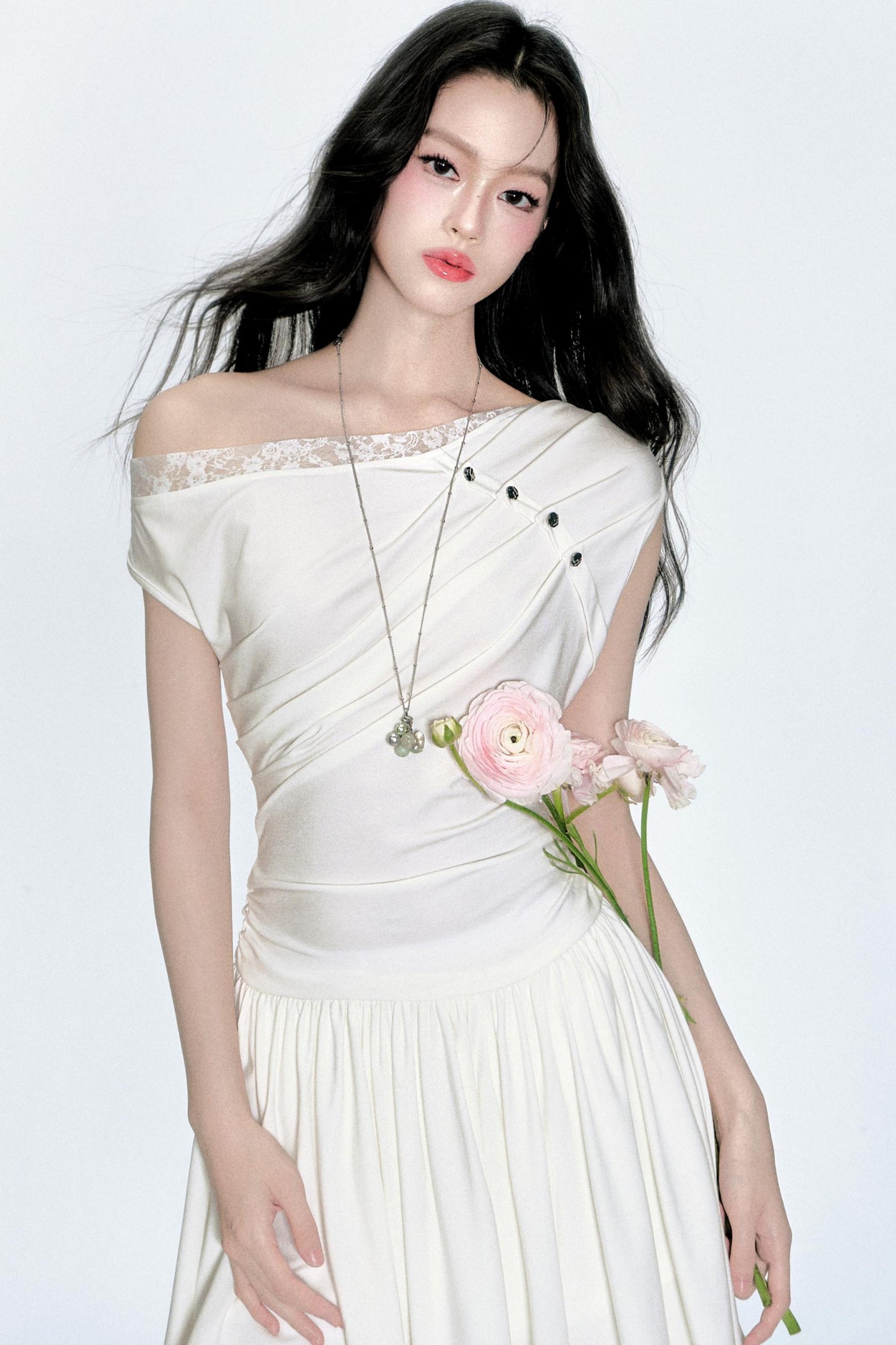 Lace Knit Asymmetric Dress