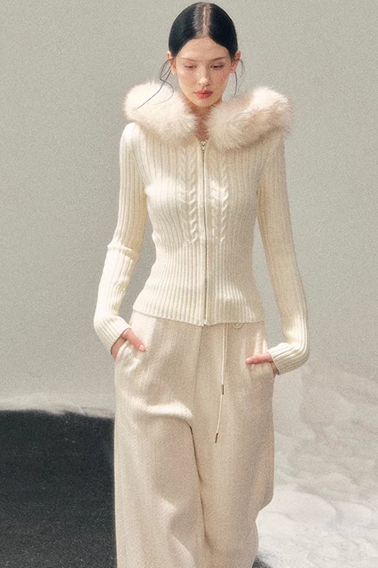 Hooded Knitted Sweater Jacket