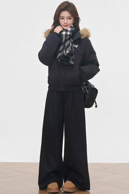 Hooded Cotton Collar Jacket Set-Up