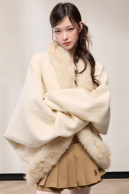 Elegant Wool Batwing Coat