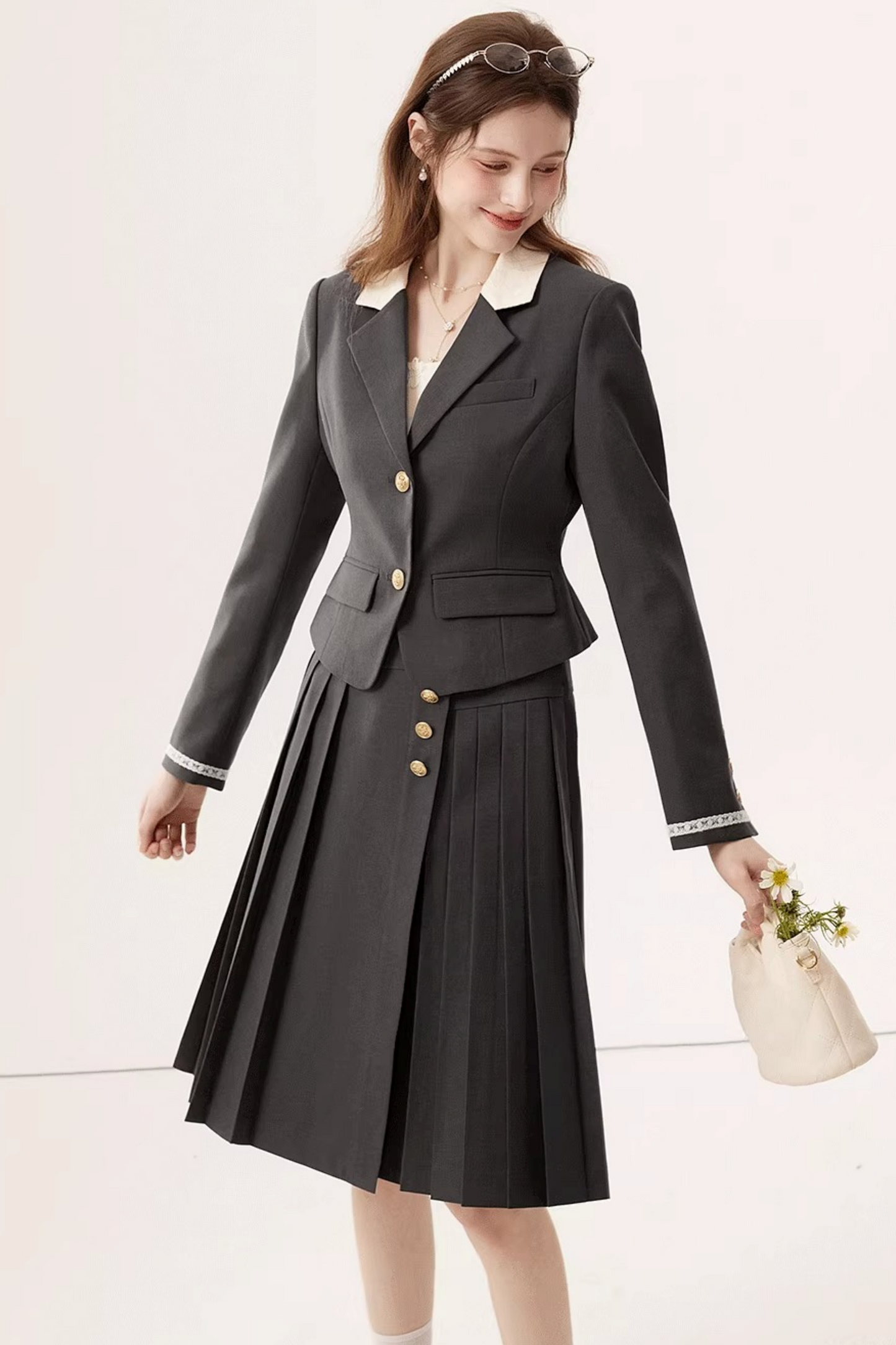 Color-Block Linen Skirt Set-Up