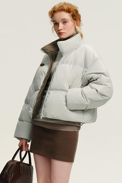 Korean Contrast Short Down Jacket