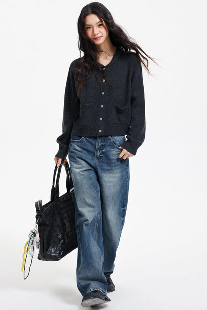 Pure Wool Raglan Cardigan