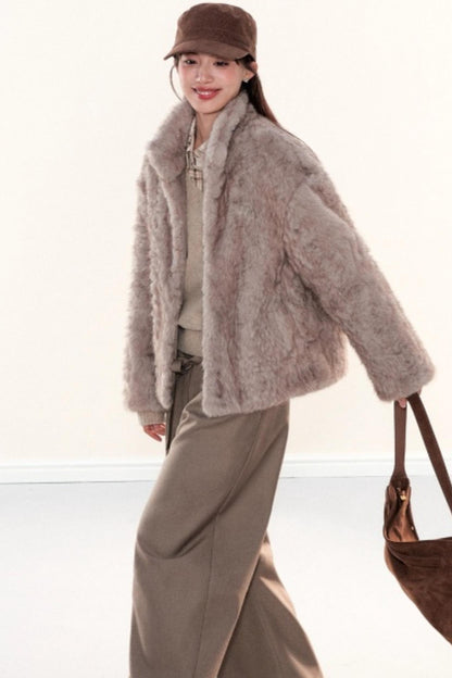 Stand-Up Collar Fur Coat