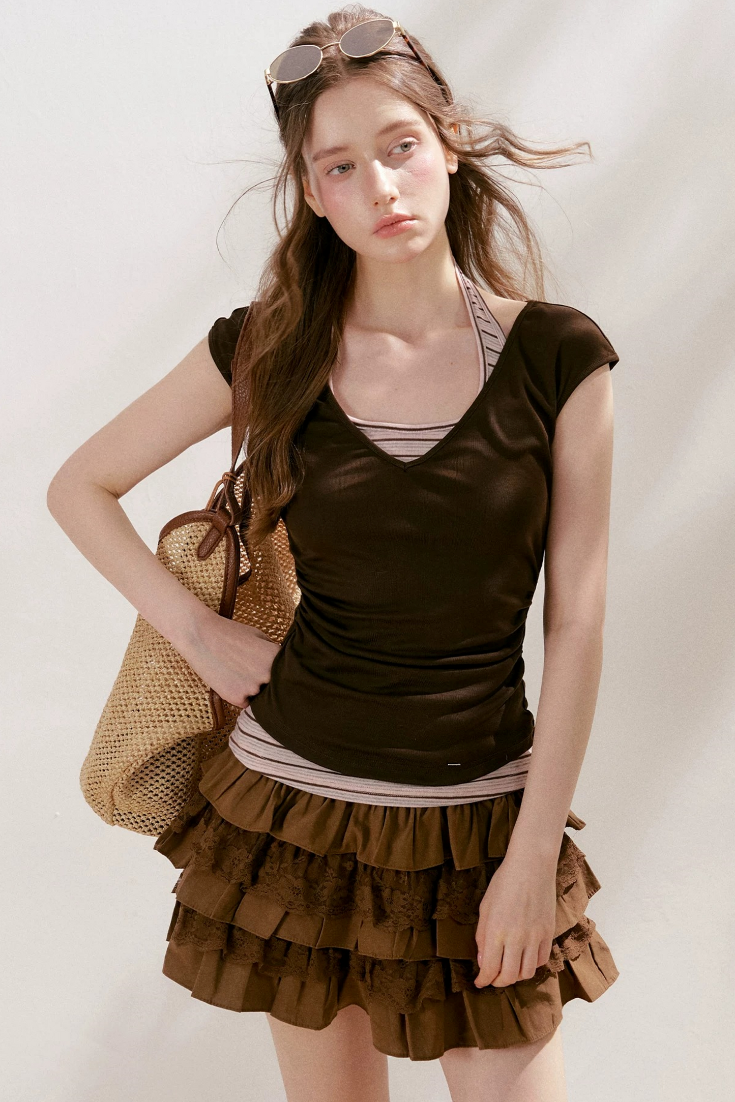 Lyocell Striped Halter Top Set-Up