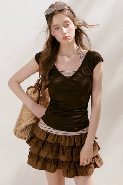 Lyocell Striped Halter Top Set-Up