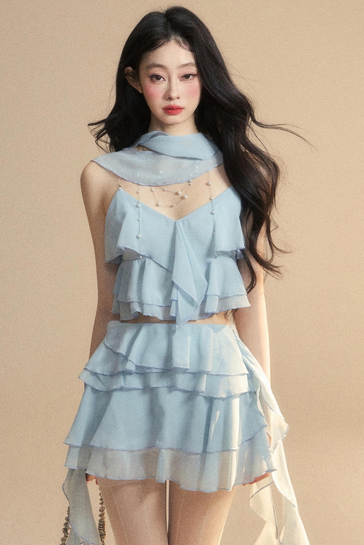 Luxury Halter With Skirt Set-Up