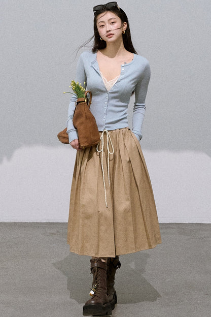 Lyocell Waist Pleated Skirt