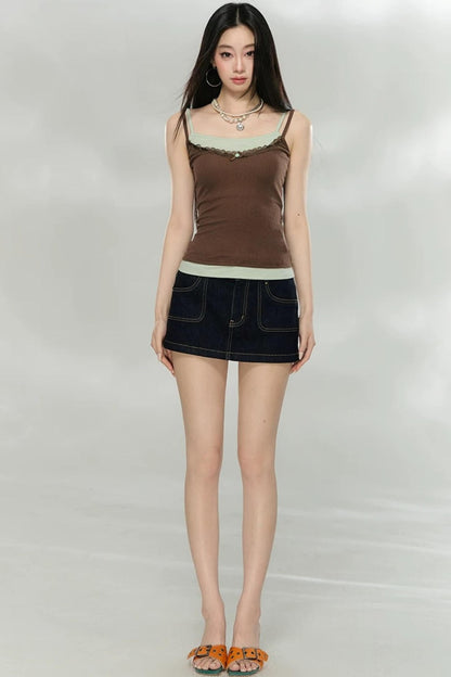 Contrasting Stitch Lyocell Camisole