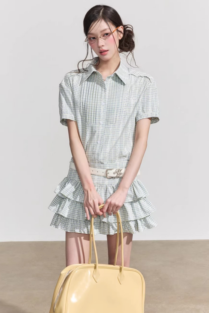 Retro Plaid Two-Piece Suit Set-Up