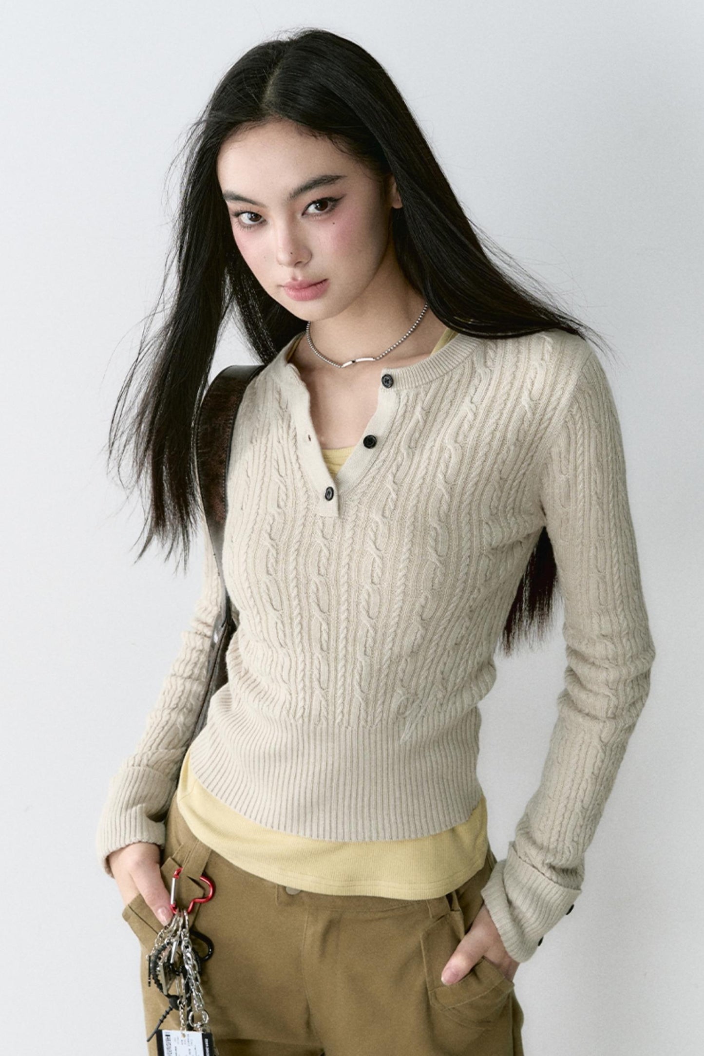 Autumn Winter Twist Knit Top