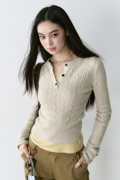 VIAPITTI Design Twist Kabel stricken Pullover Damen Herbst und Winter vielseitige Pullover mit Wolle oben