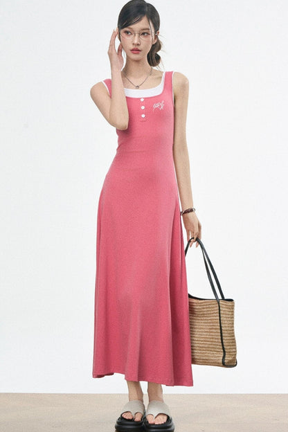 Summer Halter Maxi Dress With Shirt Set-Up