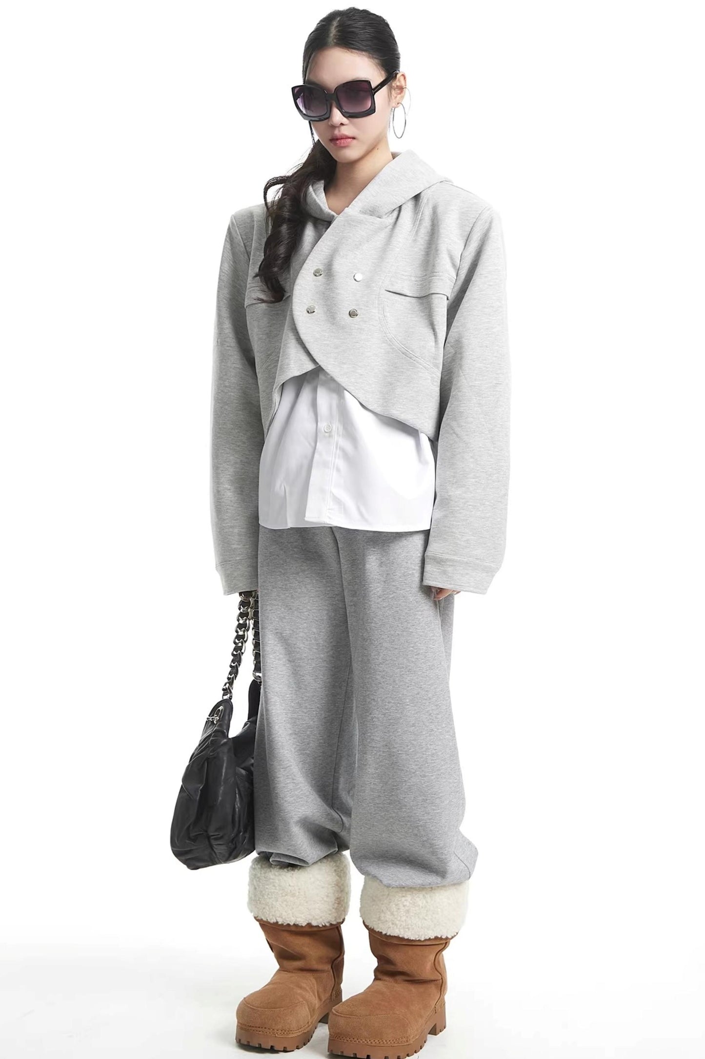 Faux Two-Piece Hooded Jacket