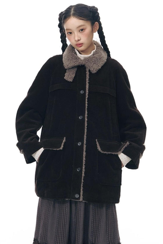 Corduroy Plush Patchwork Jacket
