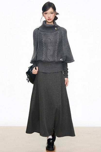 Silver Button Knitwear Dress Set-Up
