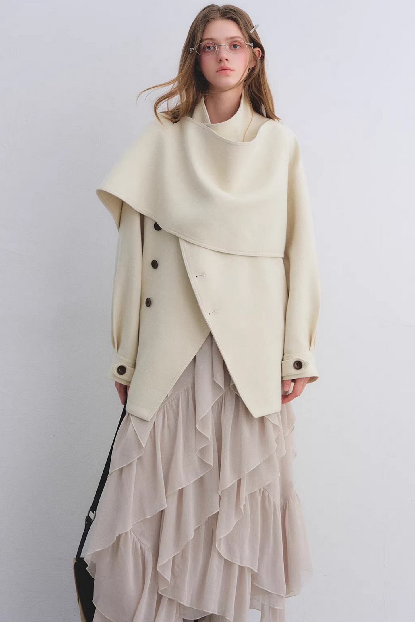 Wool Blend Shawl Collar Coat