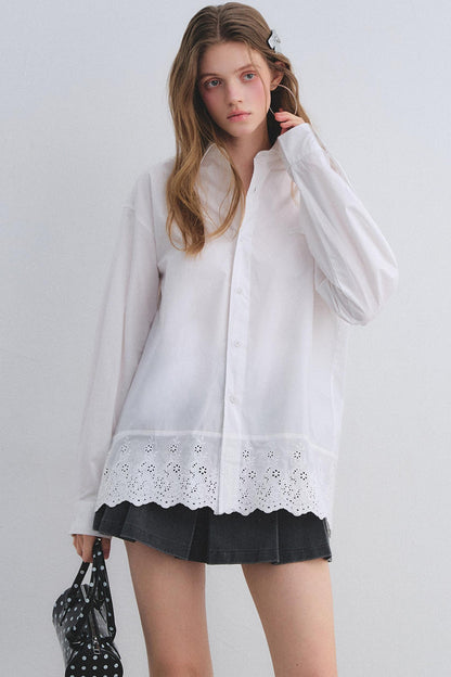 Cut-Out Embroidered Polo Shirt